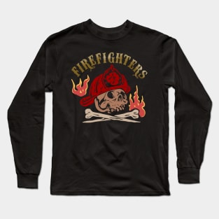 Skull firefighter with helmet Long Sleeve T-Shirt